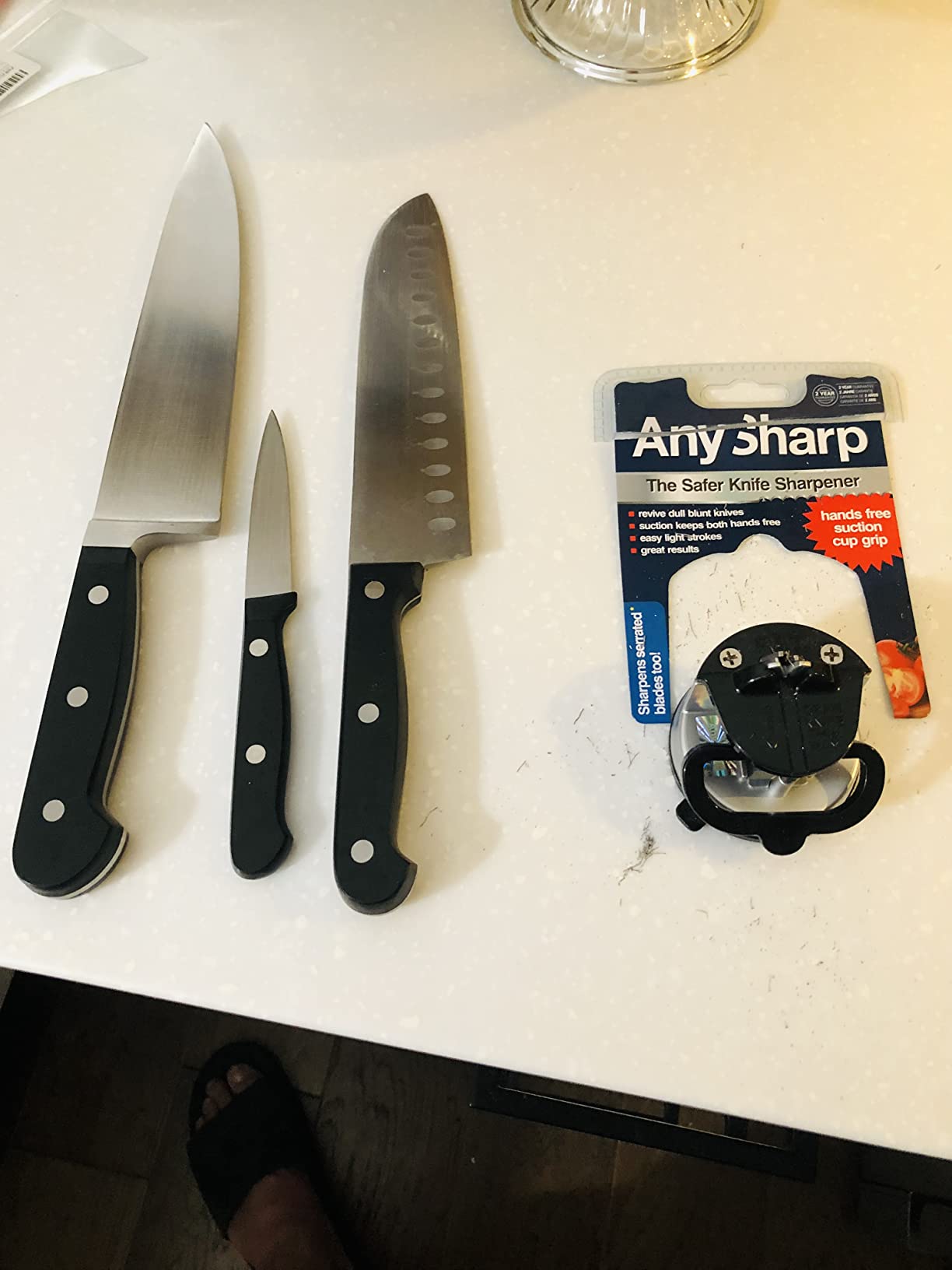 AnySharp – GLOBAL – Easy to Use, Hands Free Knife Sharpener - Blue customer photo 2
