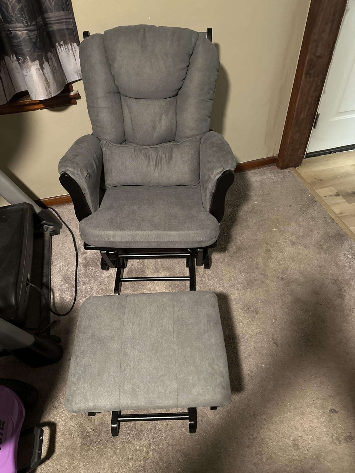 Storkcraft Tuscany Glider and Ottoman with Lumbar Pillow, Espresso/Gray customer photo 2