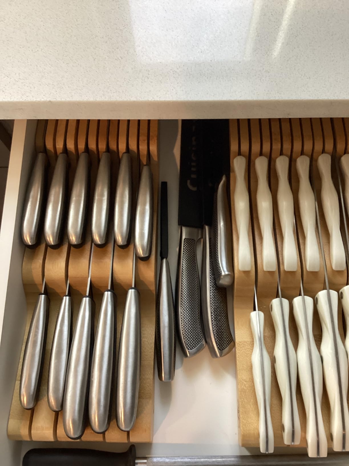 Bambüsi Knife Drawer Organizer 16 Slot In-Drawer Knife Block Holder, Bamboo customer photo 2