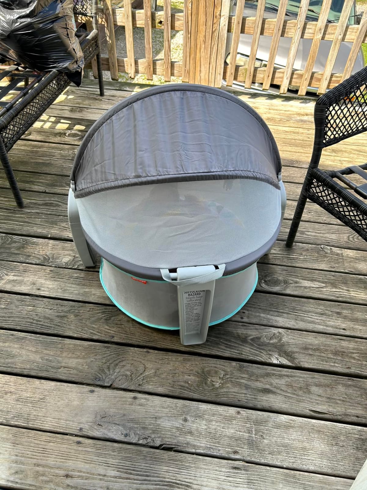 Fisher-Price Portable Bassinet On-The-Go Baby Dome, Travel Play Space with Developmental Newborn Toys & Canopy, Windmill customer photo 2