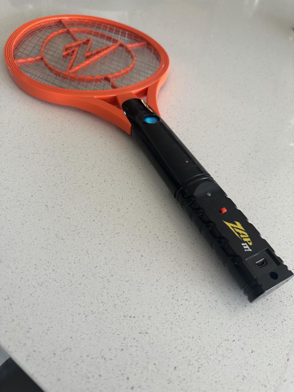 ZAP IT! Rechargeable Electric Fly Swatter Racket - 4,000-Volt Mosquito Zapper with USB Charging Cable and Super-Bright LED Light -Small- Safe 3-Layer Mesh, Yellow, Bug Zapper for Indoors and Outdoors customer photo 1