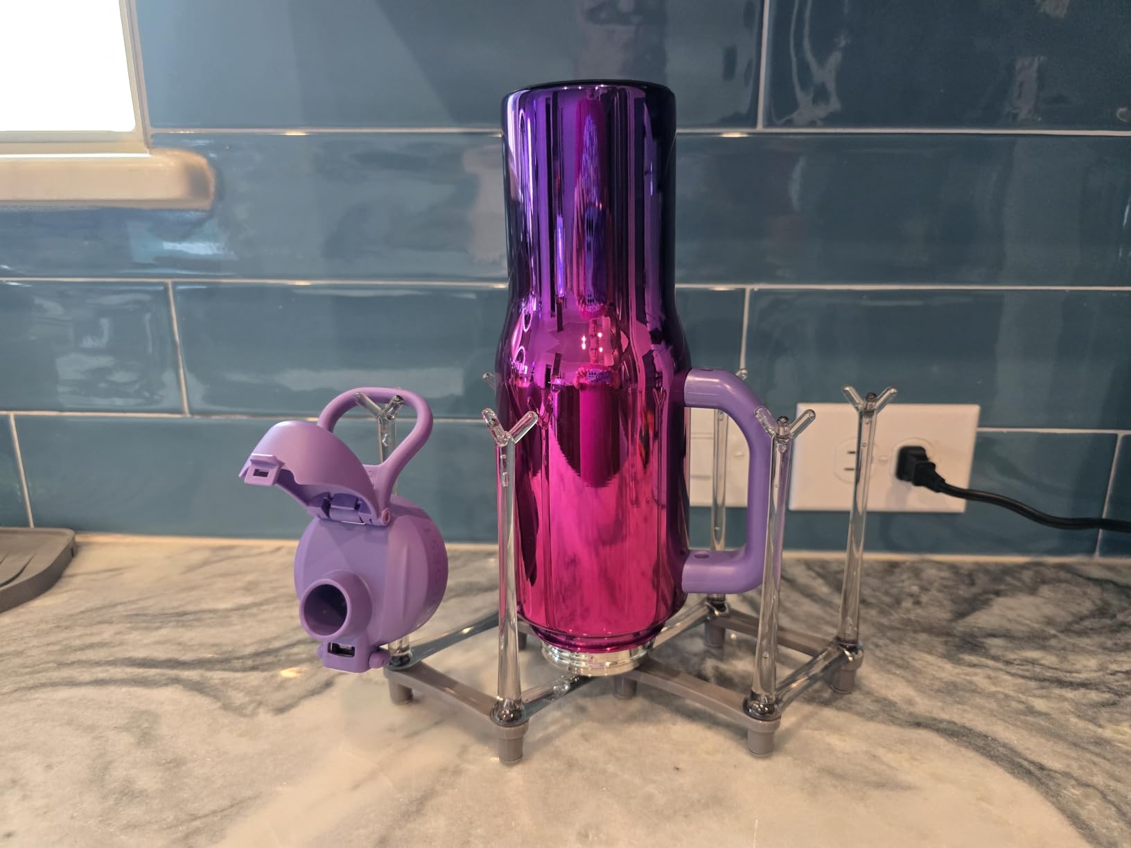 Marbrasse Retractable Cup Drying Rack, Drinking Glass and Sports Bottle Drainer Stand, Plastic Bag Dryer with Non-Slip Bottom for Kitchen Countertop customer photo 1