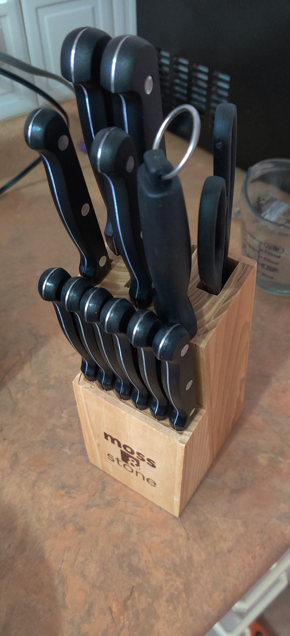 Moss & Stone 14 Pcs Kitchen Knife Set with Block, Stainless Steel customer photo 2