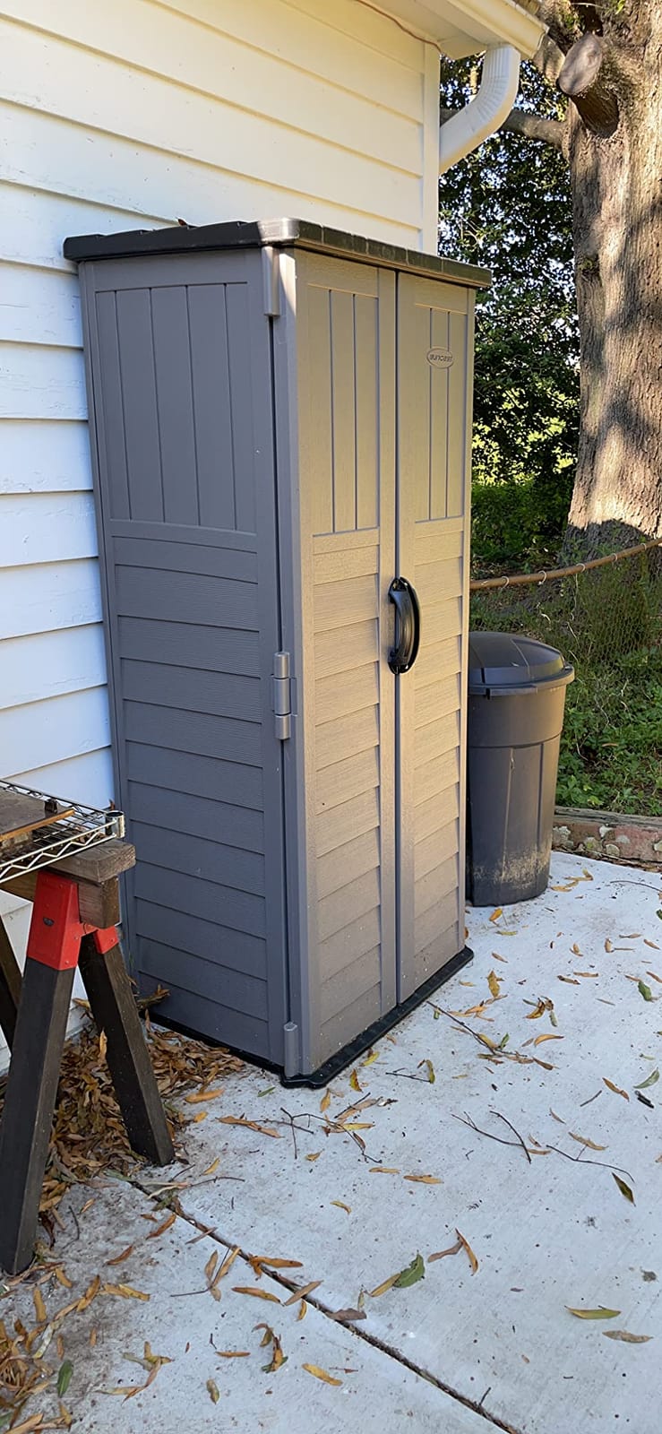 Suncast 22 Cu Ft, Vertical Storage Shed, Pad-Lockable Double Doors, Stoney customer photo 1