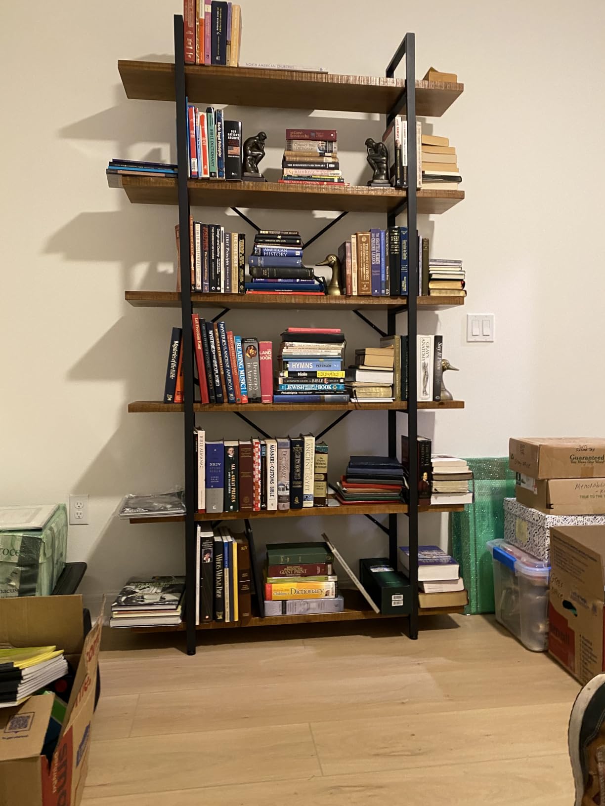 HSH 5 Tier Industrial Solid Wood Bookshelf, Distressed Brown customer photo 1