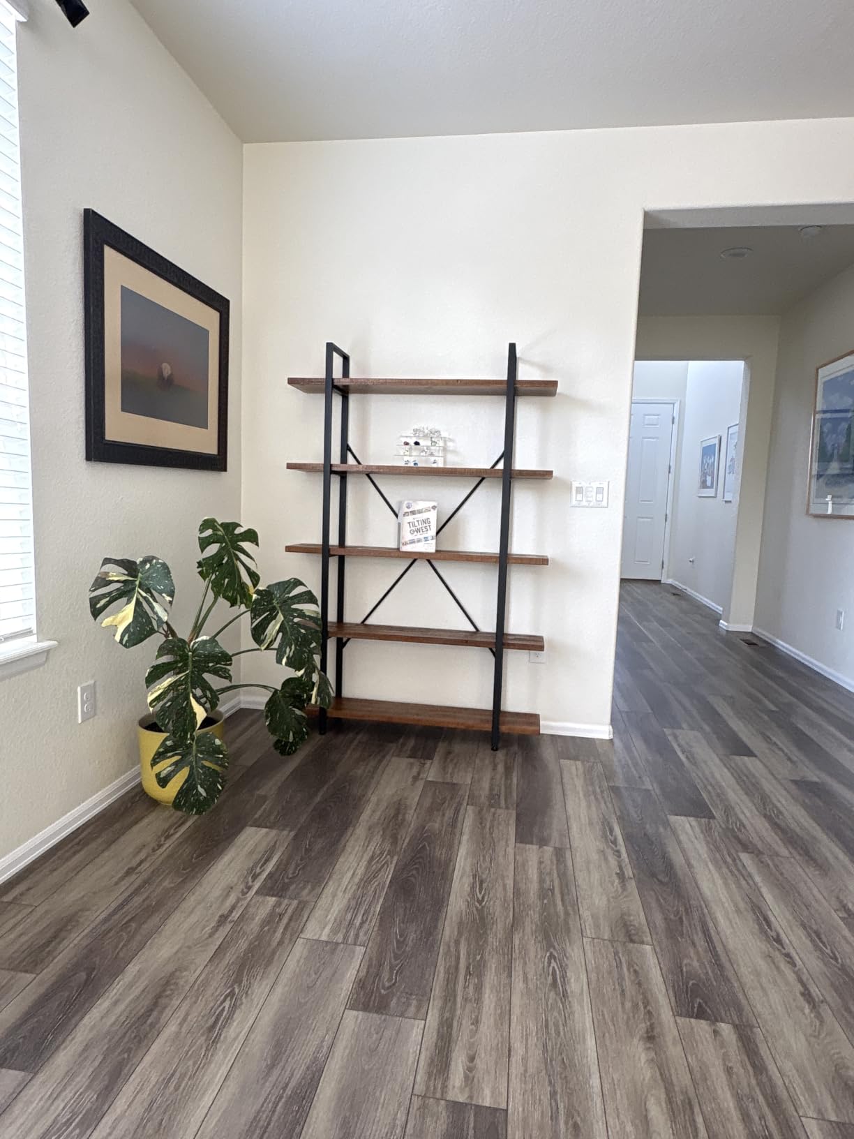 HSH 5 Tier Industrial Solid Wood Bookshelf, Distressed Brown customer photo 2