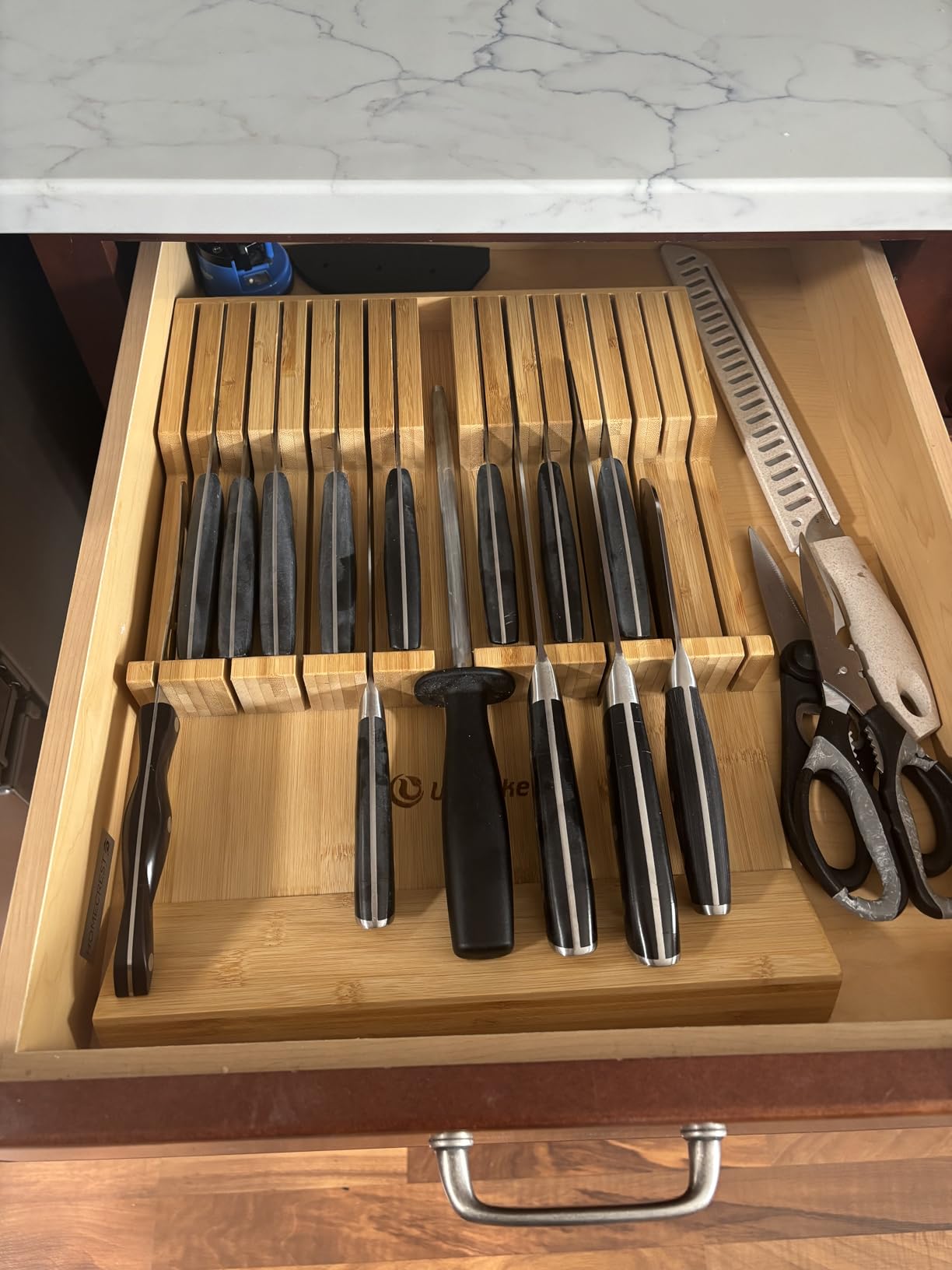 Utoplike In-drawer Knife Block Bamboo Kitchen Knives Drawer Organizer Large customer photo 2