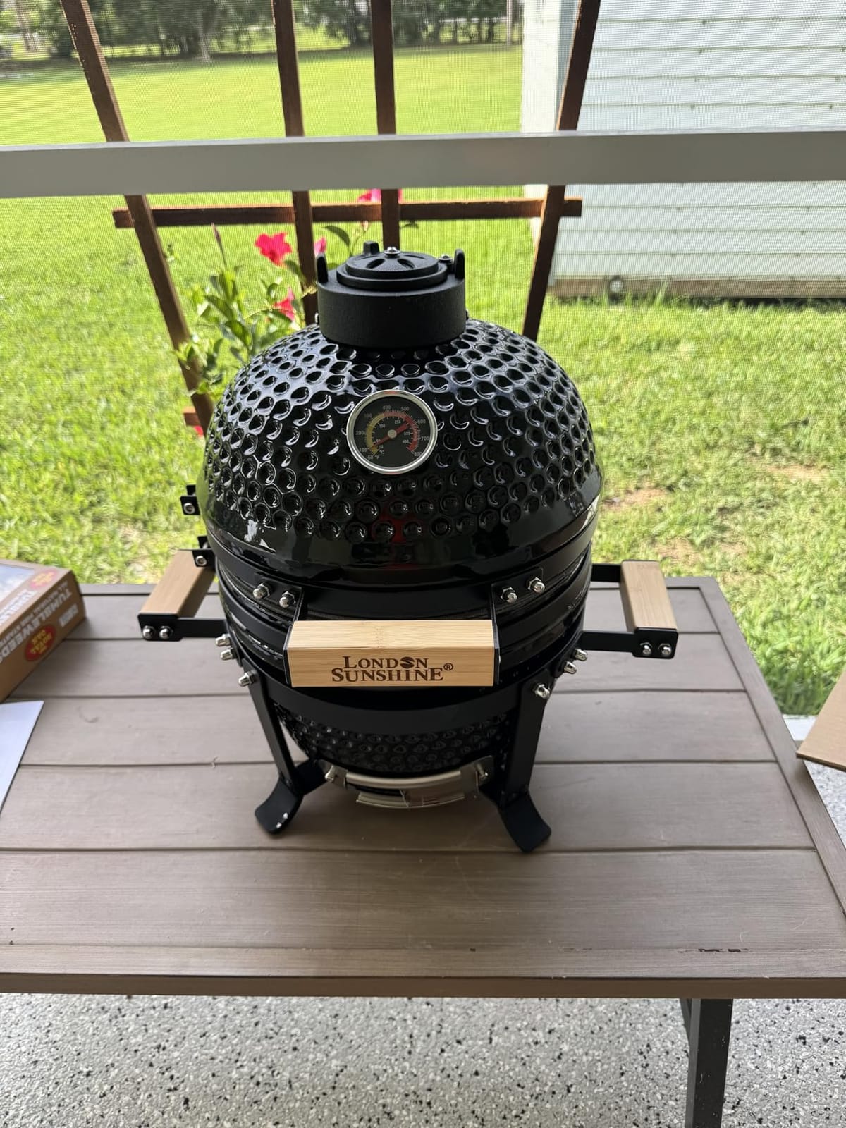 London Sunshine Ceramic Charcoal BBQ Kamado Grill Smoker - Portable Tabletop Cadet Series -Orange customer photo 2