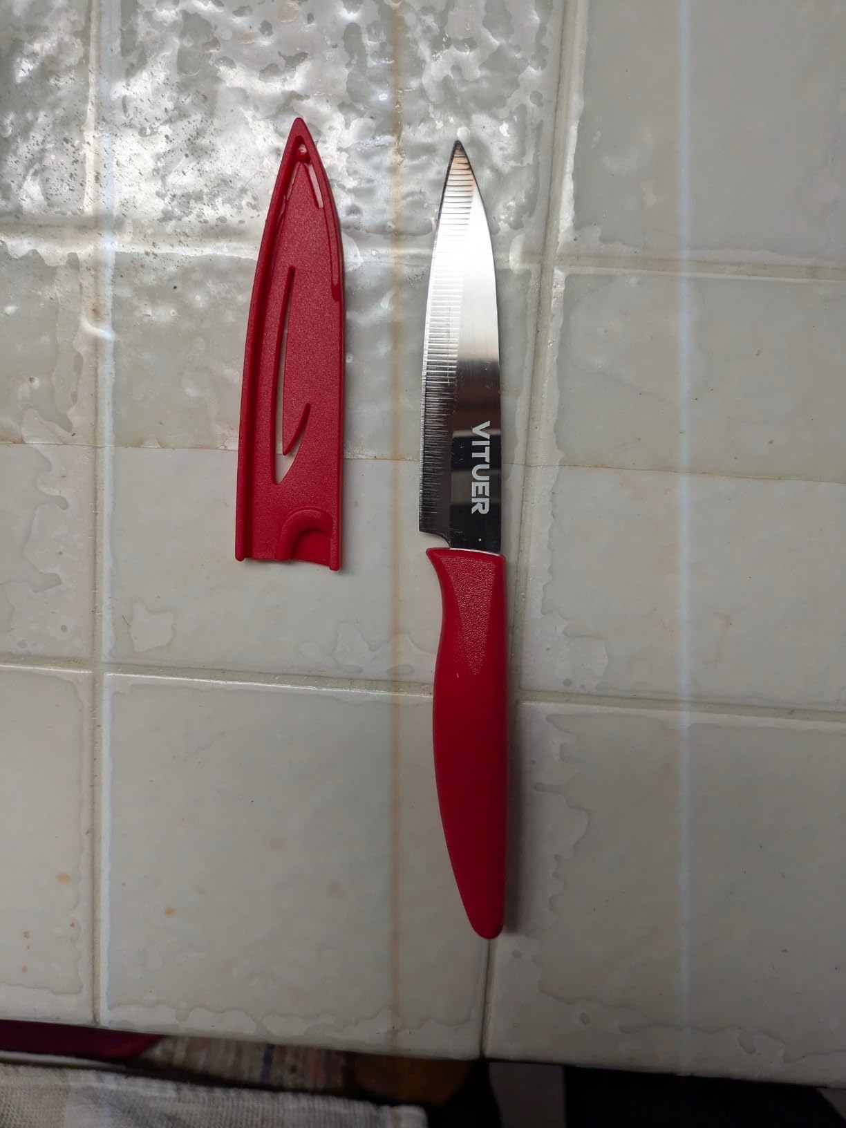 VITUER Paring knife, 4PCS Paring knives (4 Knives and 4 Knife cover), 4 Inch Peeling Fruit and Vegetable Knife, Ultra Sharp Kitchen Knives, German Steel, PP Plastic Handle customer photo 2