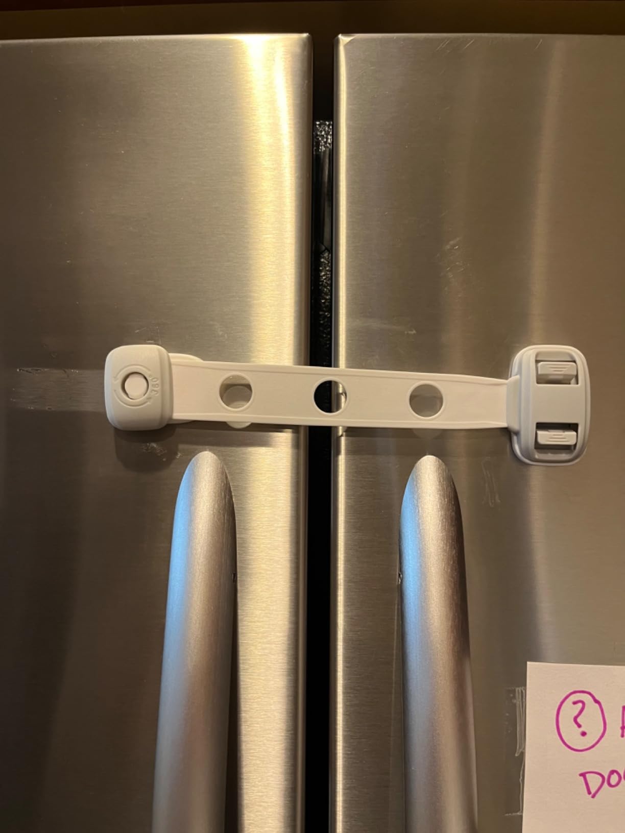 Fridge Locks,Refrigerator Door Lock,Child Proof Safety Cabinet Lock with Strong Adhesives,Fridge Locks for Kids,Adjustable Strap Multi-Purpose for Cabinet,Drawers,Freezer,Oven (2 Count (Pack of 1)) customer photo 1