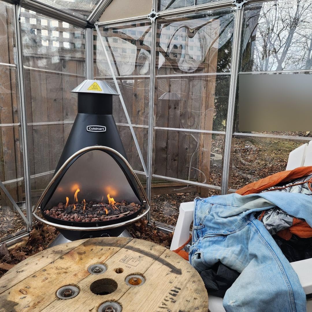 Cuisinart Chimenea Propane Fire Pit, 40,000 BTU Adjustable Gas Fire Pit for Patios, Includes Lava Rocks, Directional Heat Shield and Push to Start Ignition, Perfect for Backyards, Decks, and Patios customer photo 2