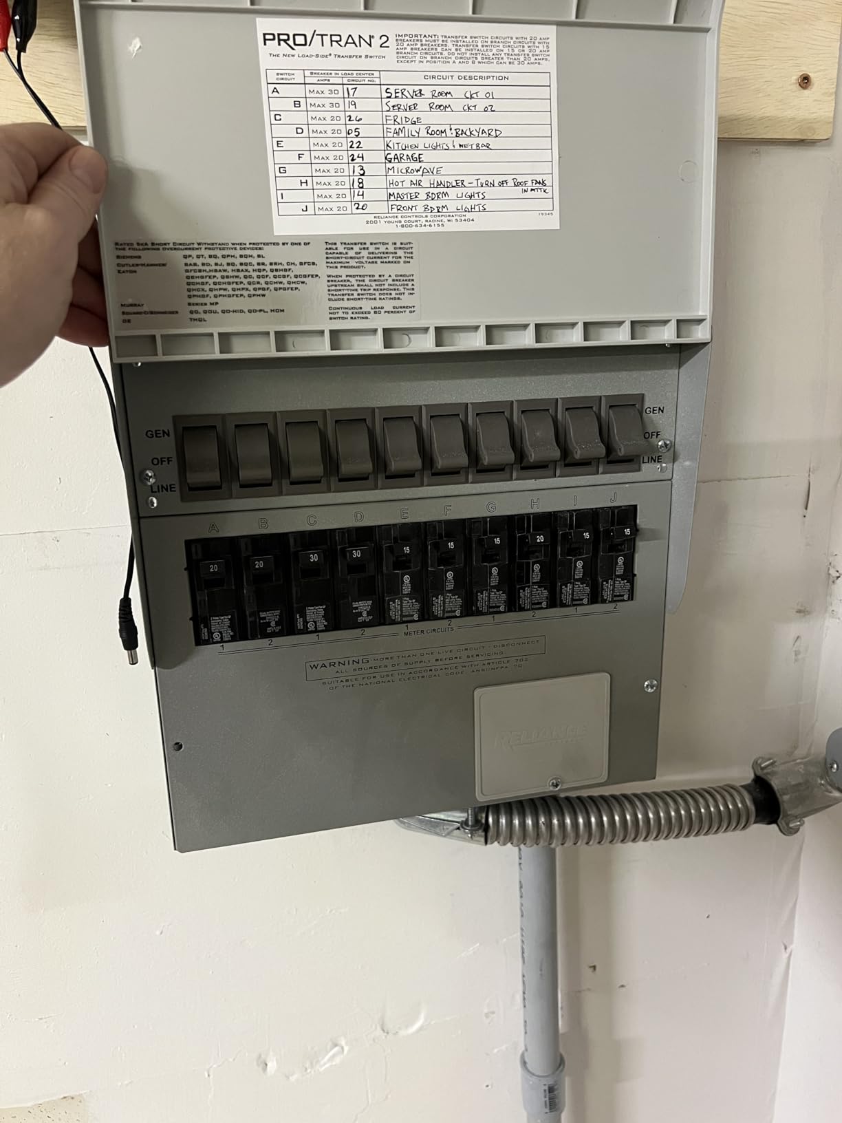 Reliance 510D 120/240-Volt 50-Amp 10-Circuit Pro/Tran Indoor Transfer Switch customer photo 1