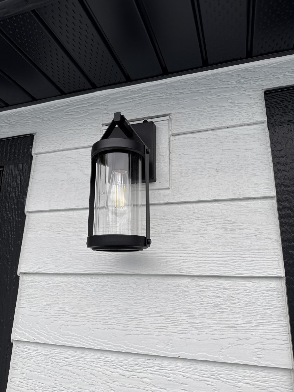 LONEDRUID 2 Pack Dusk to Dawn Sensor Outdoor Wall Lights with Wood Grain customer photo 2