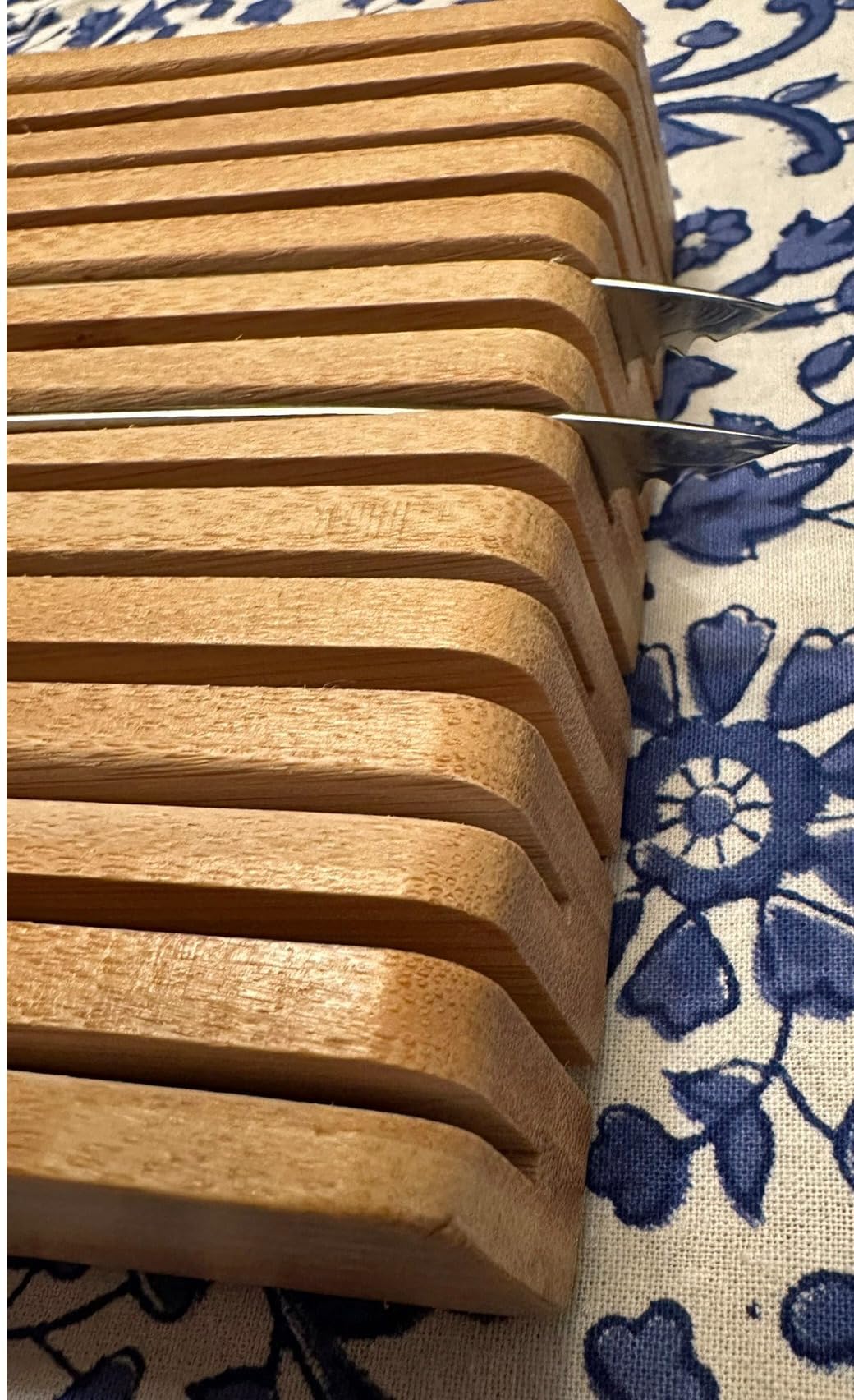 In-Drawer Knife Block Organizer - Bamboo Wood Drawer Knife Organizer-Protecting Knife Organizer Block (Not Included) (Natural, 11 Knives Dock) customer photo 1