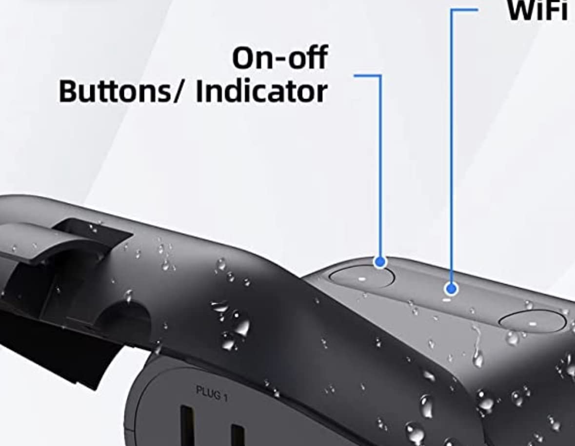 ELEGRP PQR20 Outdoor Smart Plug Waterproof IP66, WiFi Plug with 2 Individually Sockets, Compatible with Alexa & Google Assistant, Smart Outdoor Outlet for String Lights, UL Certified, 1 Pack, Black customer photo 1