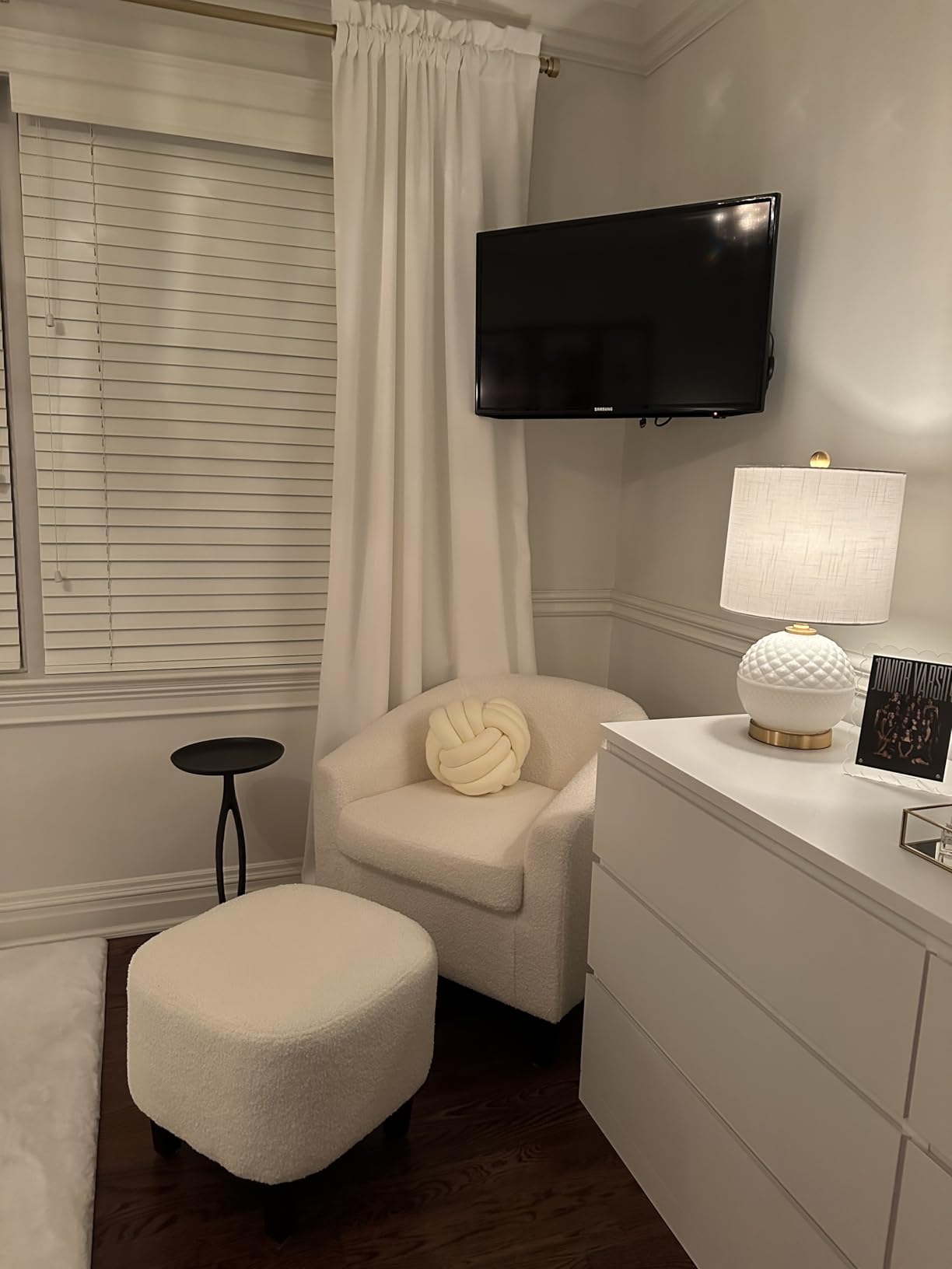 Yaheetech Accent Chairs with Ottoman, Boucle Fabric Barrel Chairs, Ivory customer photo 1