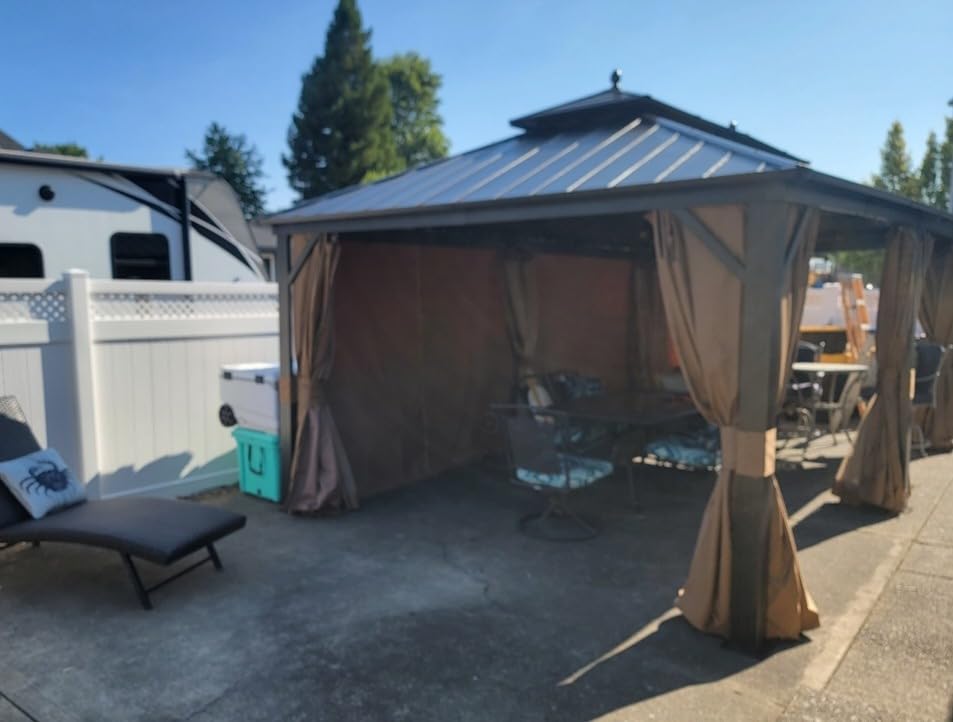 YITAHOME 10x12ft Hardtop Gazebo with Nettings and Curtains Heavy Duty customer photo 1