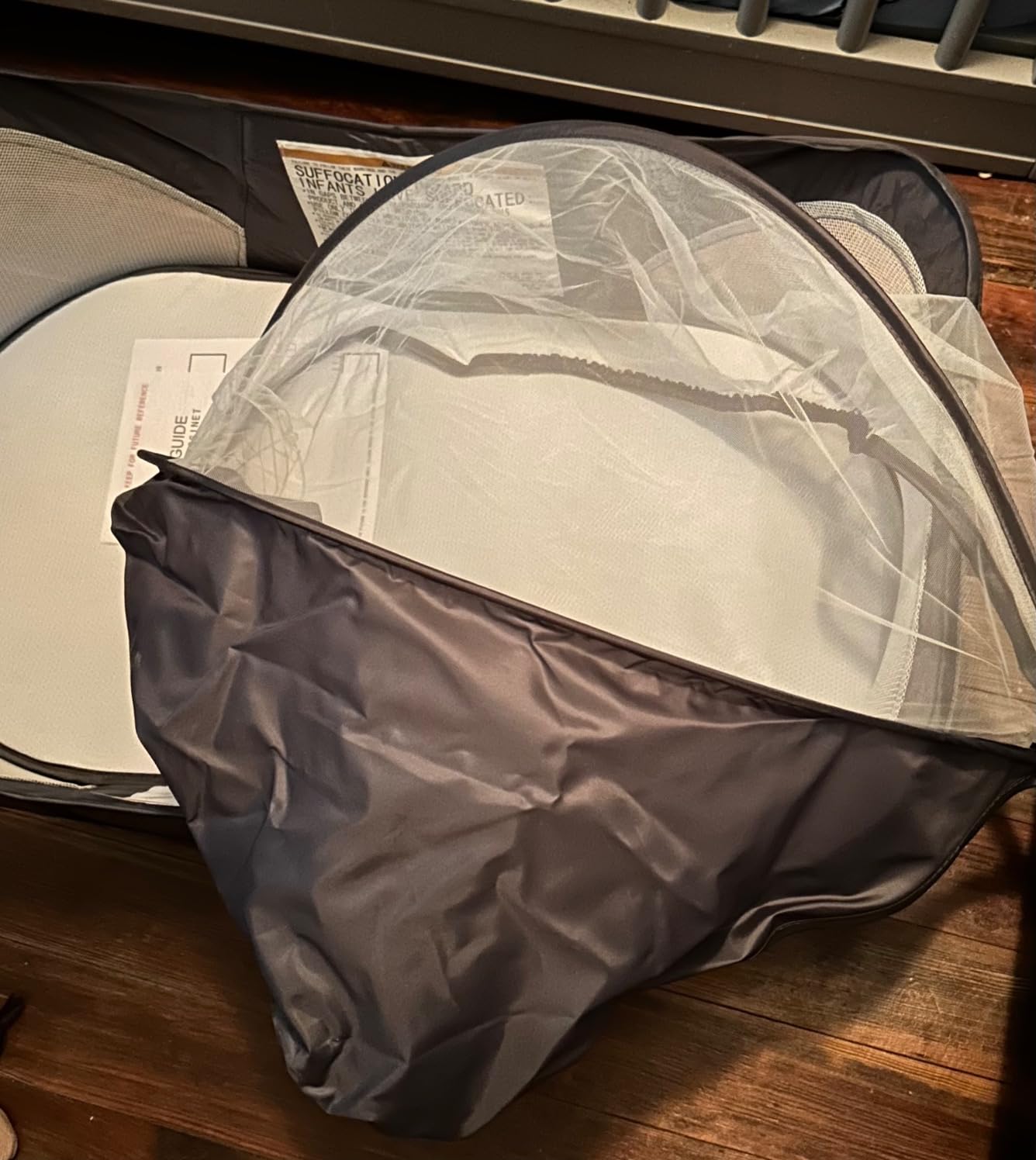 Soobaby Portable Travel Pod with Mosquito Net and Sunshade Canopy,Lightweight Washable,Gray customer photo 1