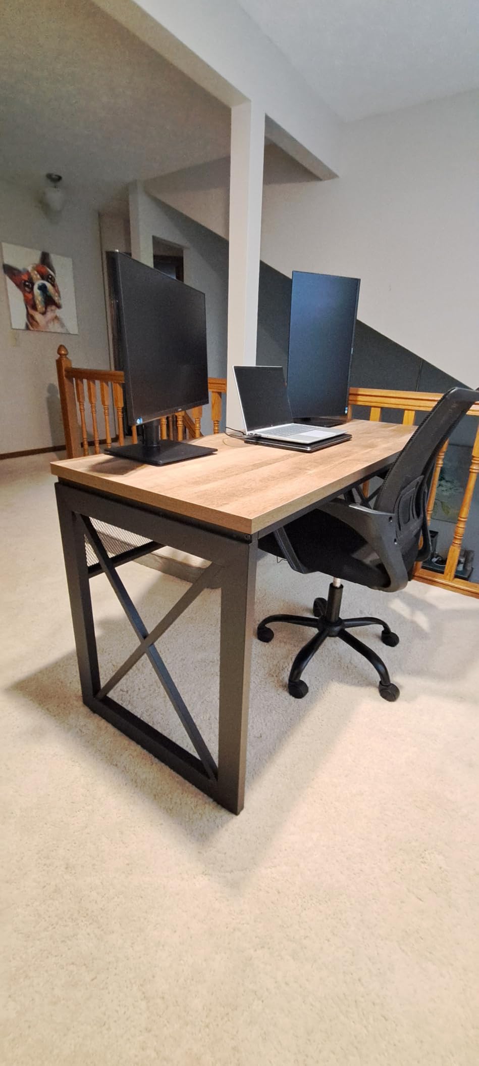 BON AUGURE 60 Inch Computer Desk for Home Office, Industrial Metal Wood Desks, Farmhouse Large Writing Table, Modern Sturdy Gaming Desk Workstation for Study Room and Bedroom (Rustic Oak) customer photo 2