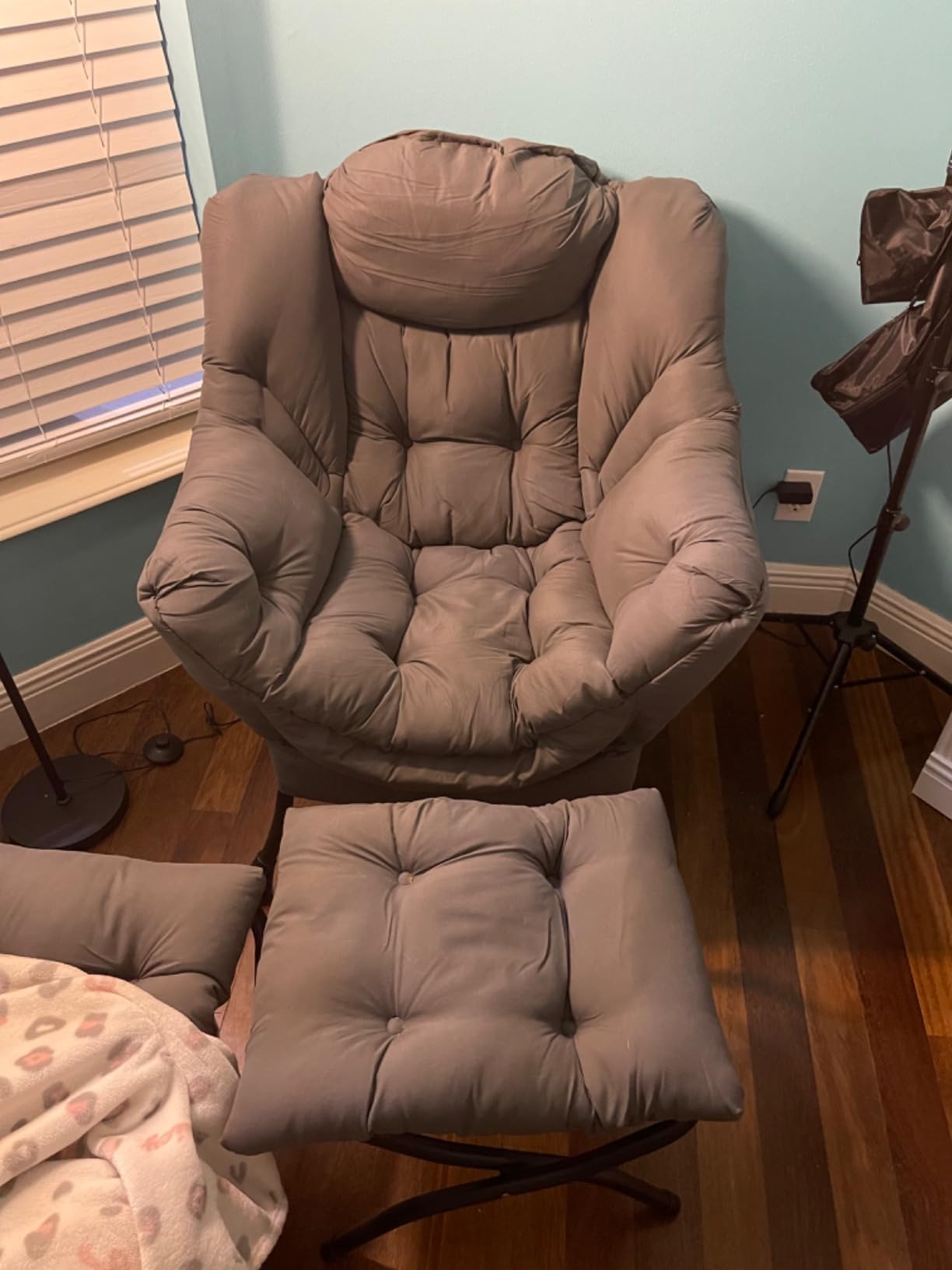 Furlide Lazy Chair with Ottoman, Modern Chair with Folding Footrest, Dark Grey Accent Chair, Comfortable Reading Chair, Oversized Armchairs for Bedroom, Study, Living Room, Courtyard customer photo 1
