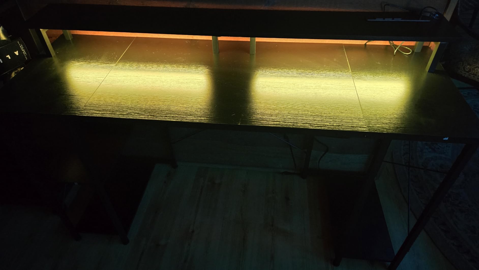 ODK 55 Inch Gaming Desk with LED Lights & Storage Shelves, Black customer photo 1