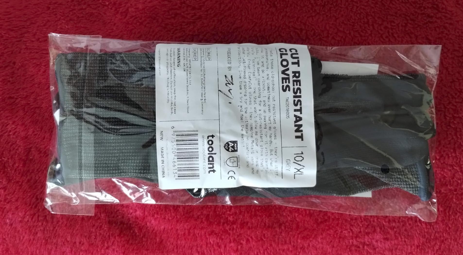 toolant ComfyCut A4 Cut Resistant Work Gloves, 1 Pair, Dark Gray, Large customer photo 2