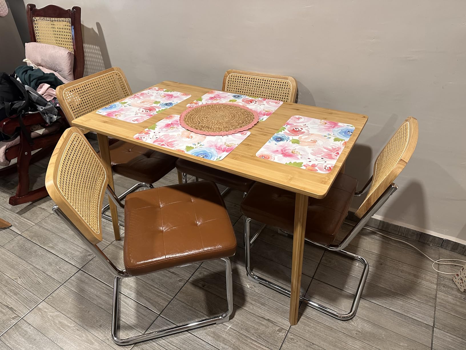 HOOBRO Bamboo Dining Table, Square Dining Table for 2, 27.6