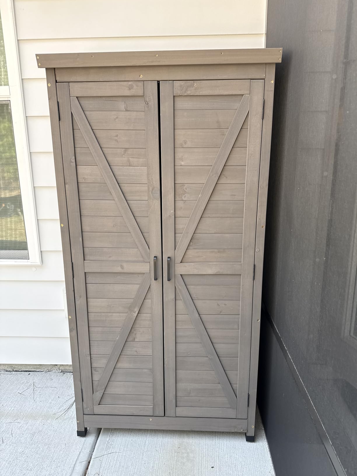68'' Outdoor Storage Cabinet, Wooden Garden Tool Cabinet with Metal Top customer photo 1