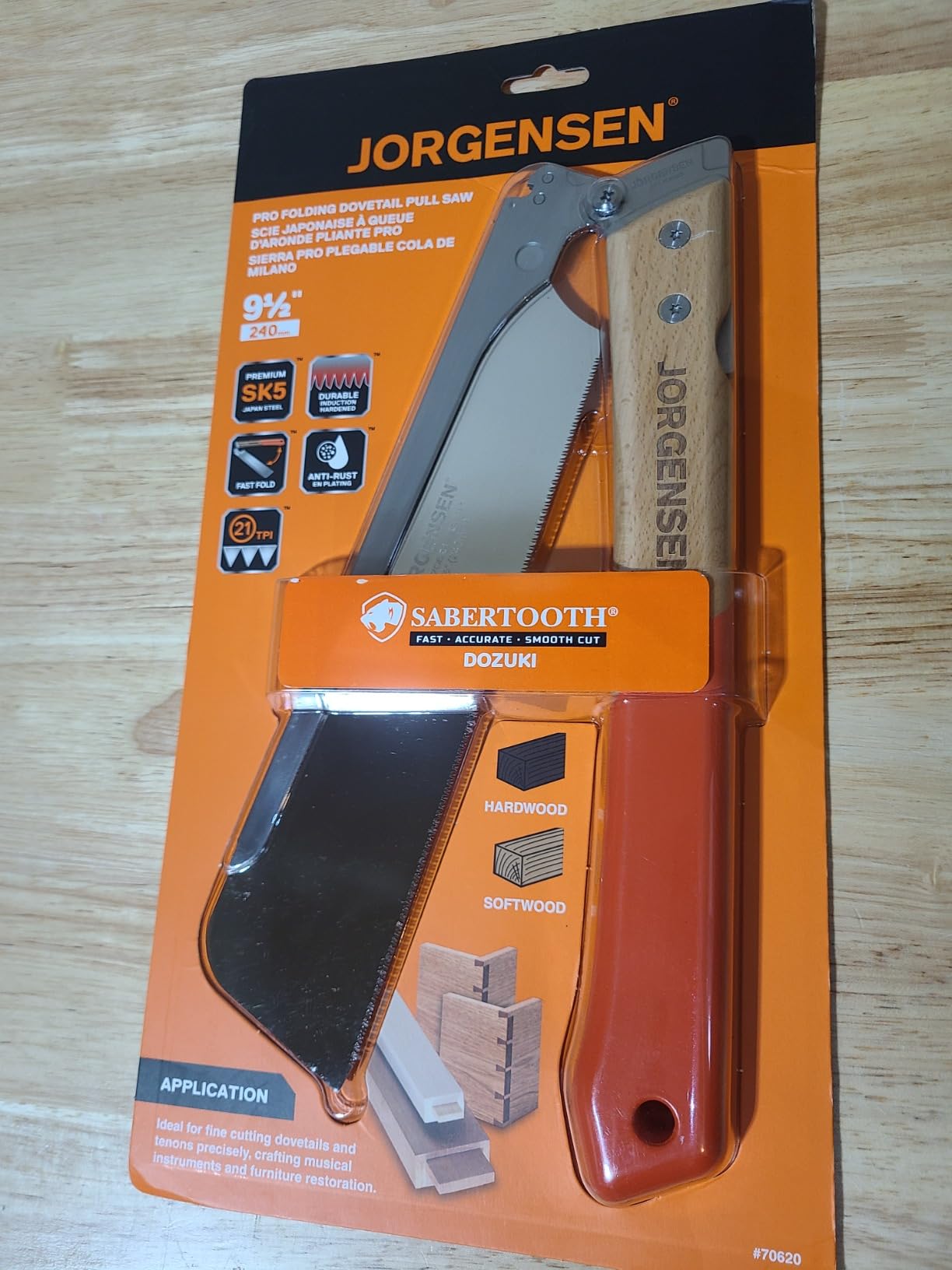 JORGENSEN Japanese Pull Saw, 6 Inch Pro Folding Dovetail Saw with Beech Wood Long handle, SK5 Steel Blade Tool-less Quick Change, 21TPI Cross Cut Woodworking Handsaw for Hardwood, Softwood customer photo 1
