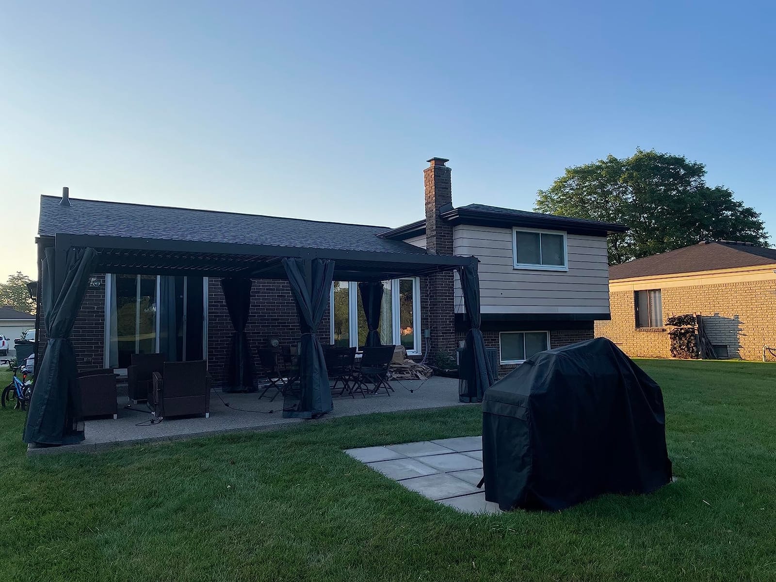 YOLENY Louvered Pergola 12x24, All Aluminum Pergola with Adjustable Rainproof Roof, Outdoor Pergola with Curtains and Nets for Patio & Garden, White customer photo 1