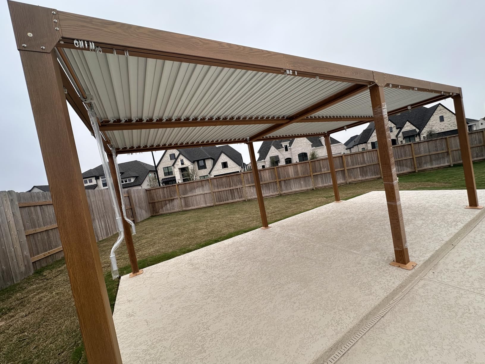 YOLENY Louvered Pergola 12x24, All Aluminum Pergola with Adjustable Rainproof Roof, Outdoor Pergola with Curtains and Nets for Patio & Garden, White customer photo 2