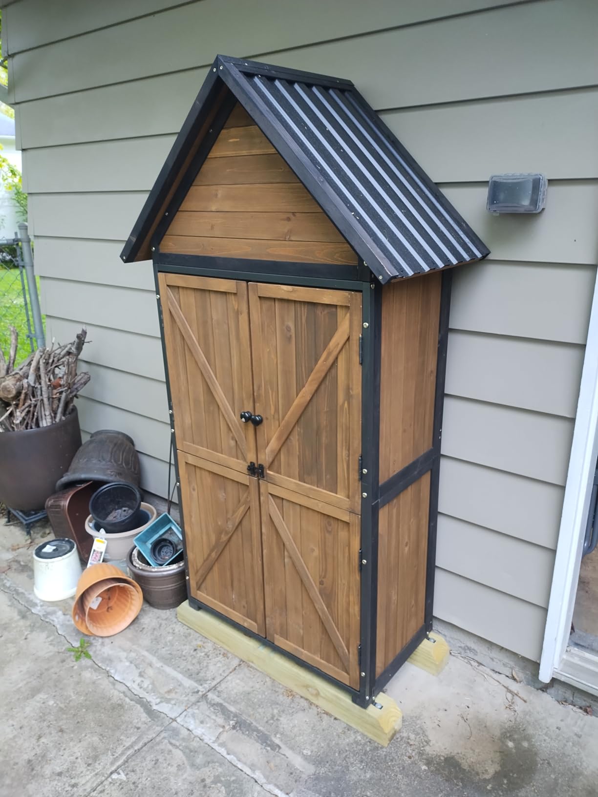 Outdoor Storage Cabinet,Garden Shed with Metal Frame Adjustable Shelves customer photo 1