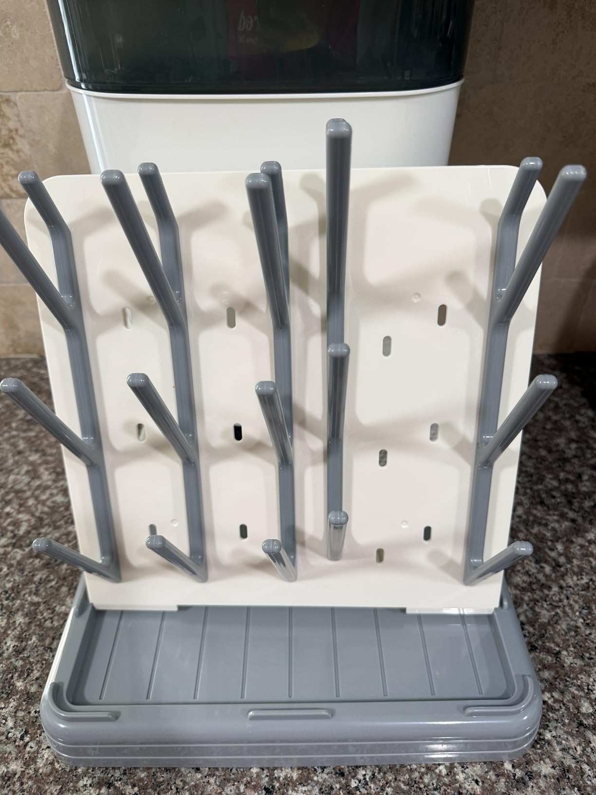 SpaceAid Baby Bottle Drying Rack with 20 Hooks, Space Saving Kitchen Bottles Rack Dryer, Vertical Baby Bottle Holder Organizer for Countertop Storage Accessories (White and Gray) customer photo 1