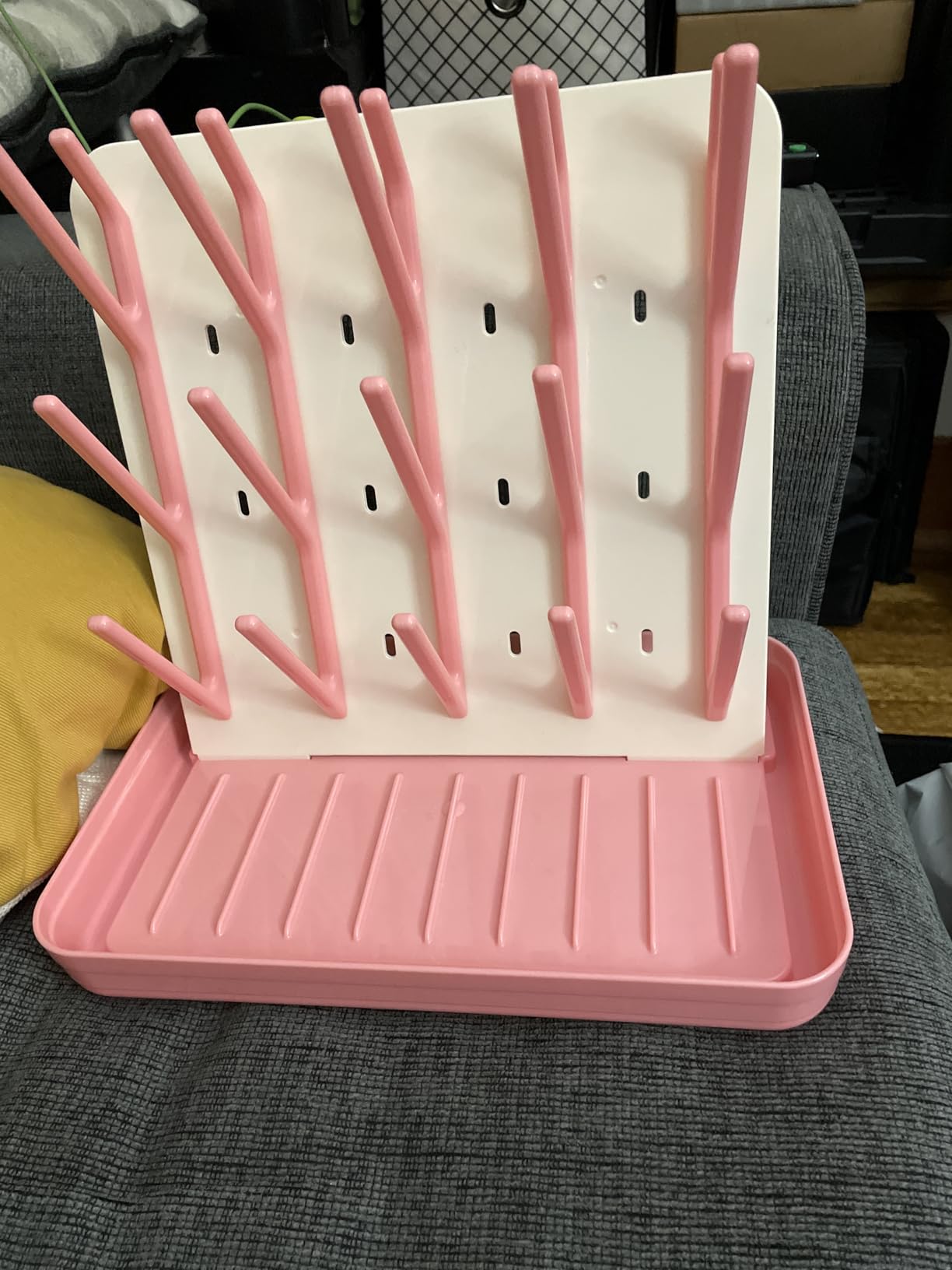 SpaceAid Baby Bottle Drying Rack with 20 Hooks, Space Saving Kitchen Bottles Rack Dryer, Vertical Baby Bottle Holder Organizer for Countertop Storage Accessories (White and Gray) customer photo 2