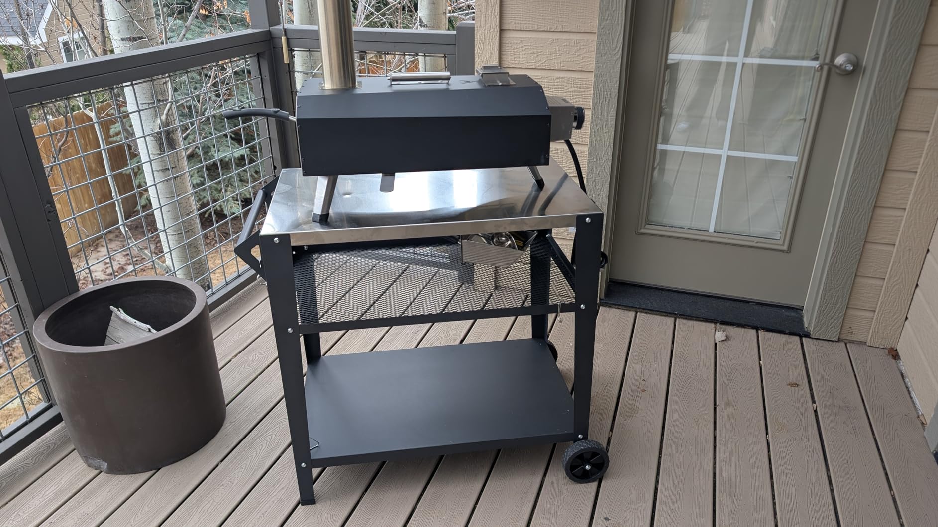 LEETOLLA Stainless Steel Outdoor Grill Cart with Wheels, Heavy-Duty 3-Tier BBQ Prep Table for Pizza Oven, Griddle, Patio – Rustproof Commercial Kitchen Cart with Tool Hooks customer photo 1
