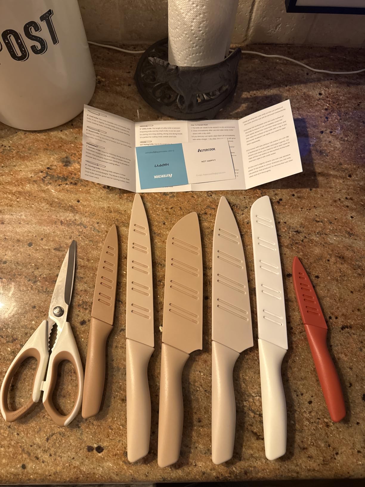 Astercook Knife Set, 13 Pieces Kitchen Knives Set with Healthy Anti-Rust Coating, Dishwasher Safe, Stainless Steel Chef Knife Sets with 6 Blade Guards, Perfect Holiday Gifts for Kitchen customer photo 1