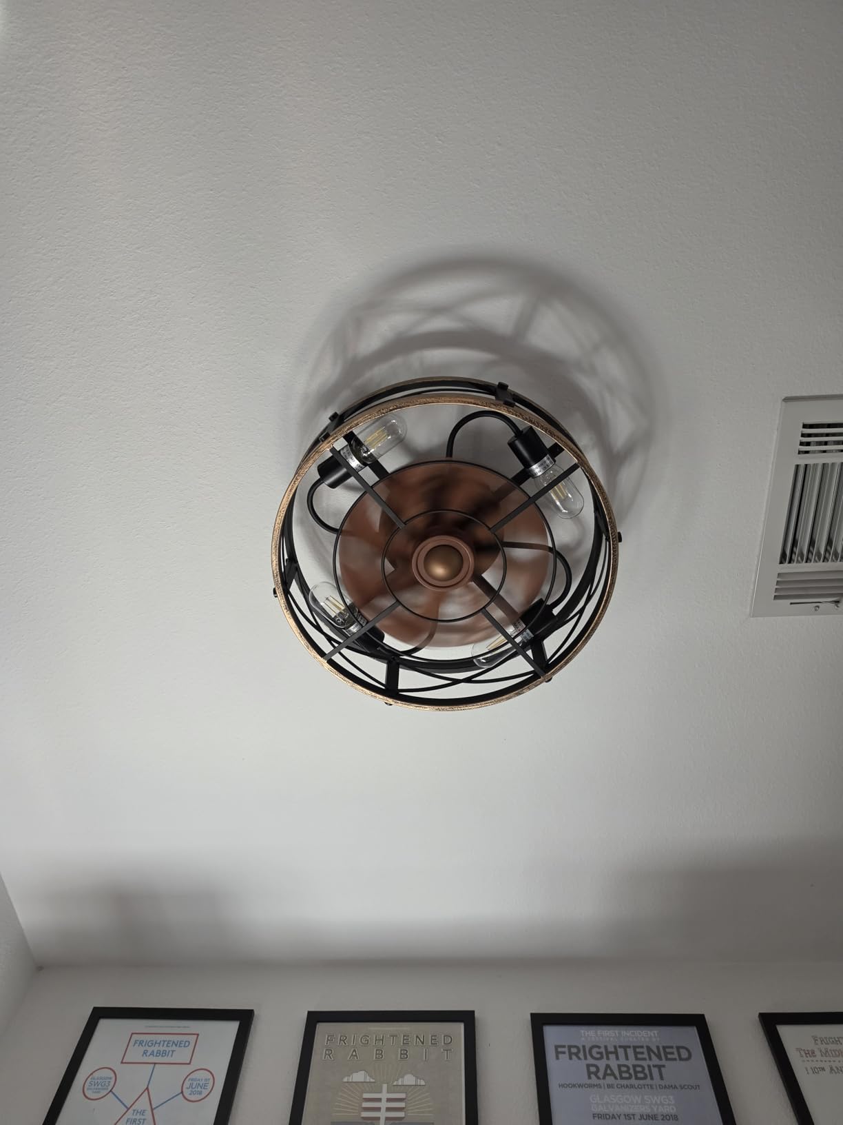 SHLUCE Caged Ceiling Fan with Light and Remote, Farmhouse Fandelier customer photo 2