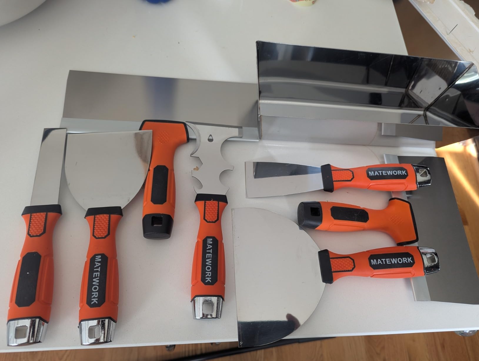Matework 8Pcs Drywall Tools & Putty Knife Set with Hammer End, Mud Pan customer photo 2