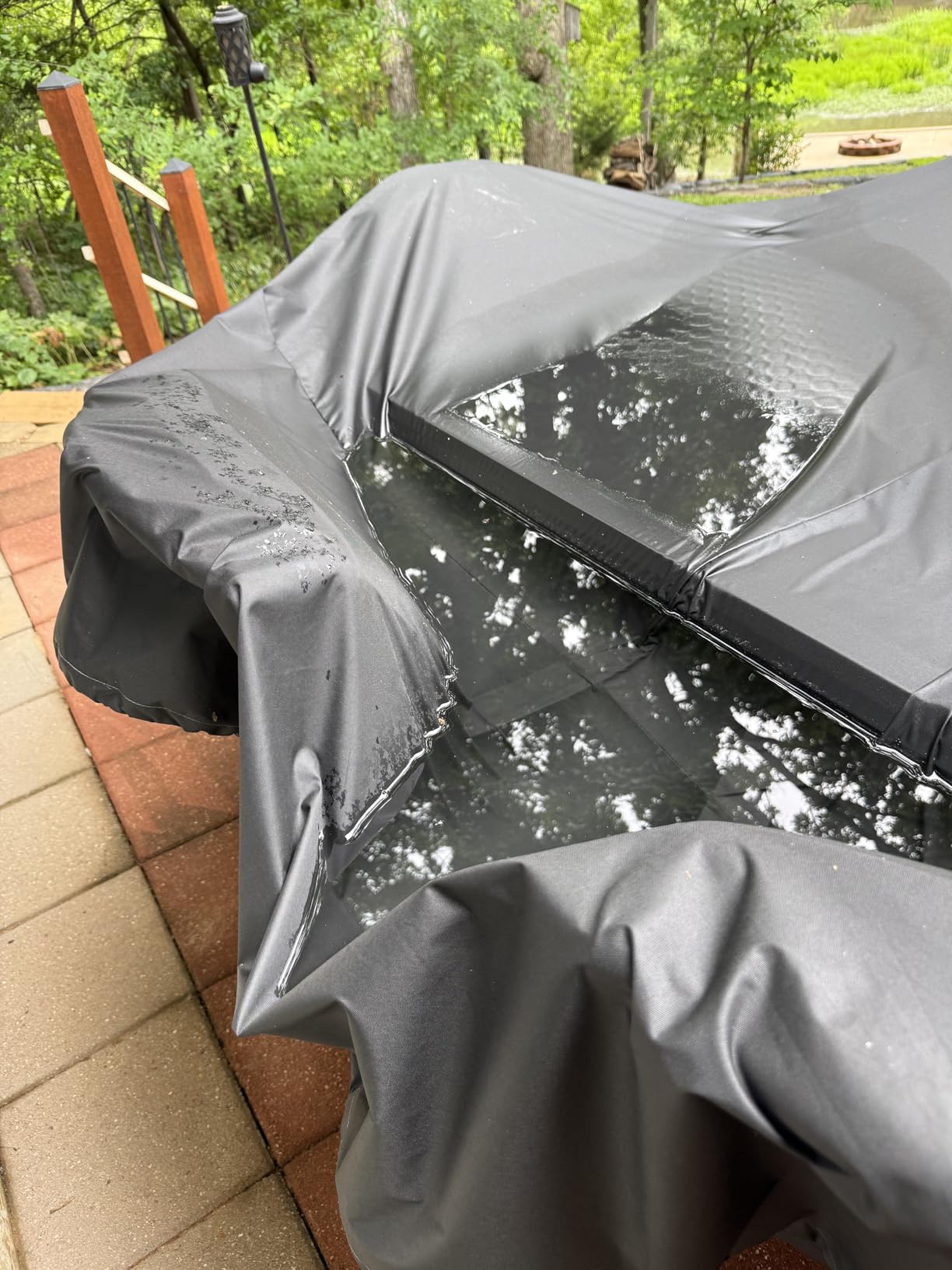 Zettum Patio Furniture Cover Rectangle - 600D Outdoor Table Cover Waterproof & Heavy Duty, Large Lawn Furniture Sofa Set Covers for Outside Dining Table and Chairs Seating Combo - 126 x 74 x 28 Inch customer photo 2