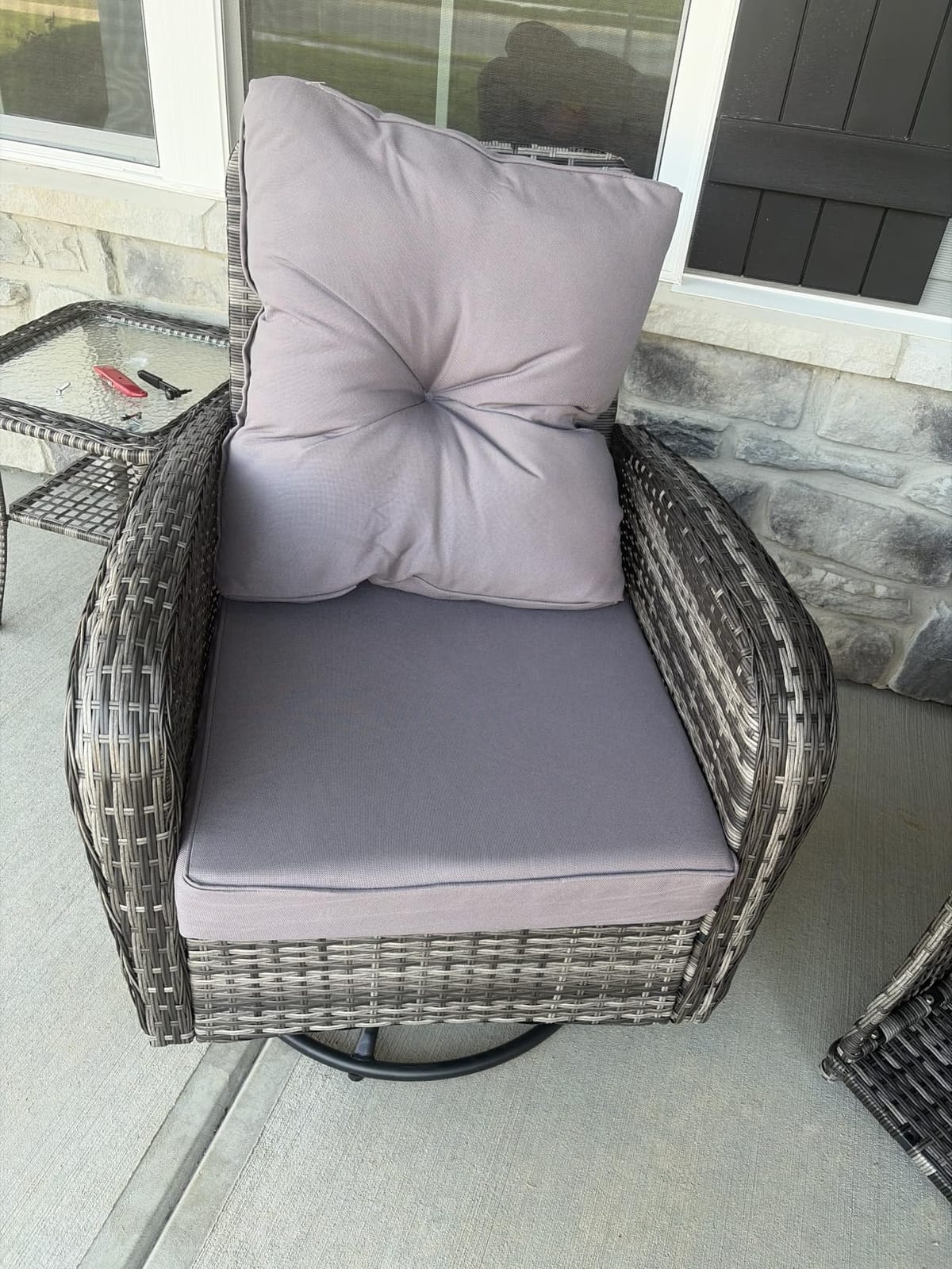 wildformers Luxury Outdoor Swivel Wicker Glider Patio Chairs with Table Set customer photo 1