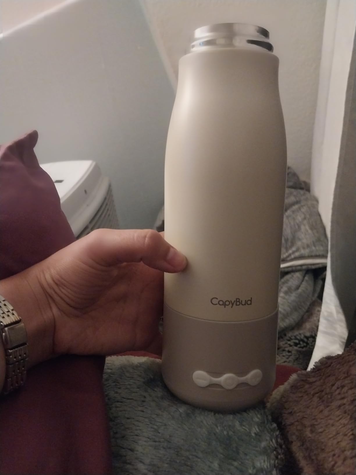 Portable Bottle Warmer for Travel, 12 Oz Milk Warmer for Breastmilk Formula Water, 3 Mins Fast Heating, Long Battery Life, 5 Levels Smart Temp Control, Ideal for Night Feeding, Travel, Car customer photo 2