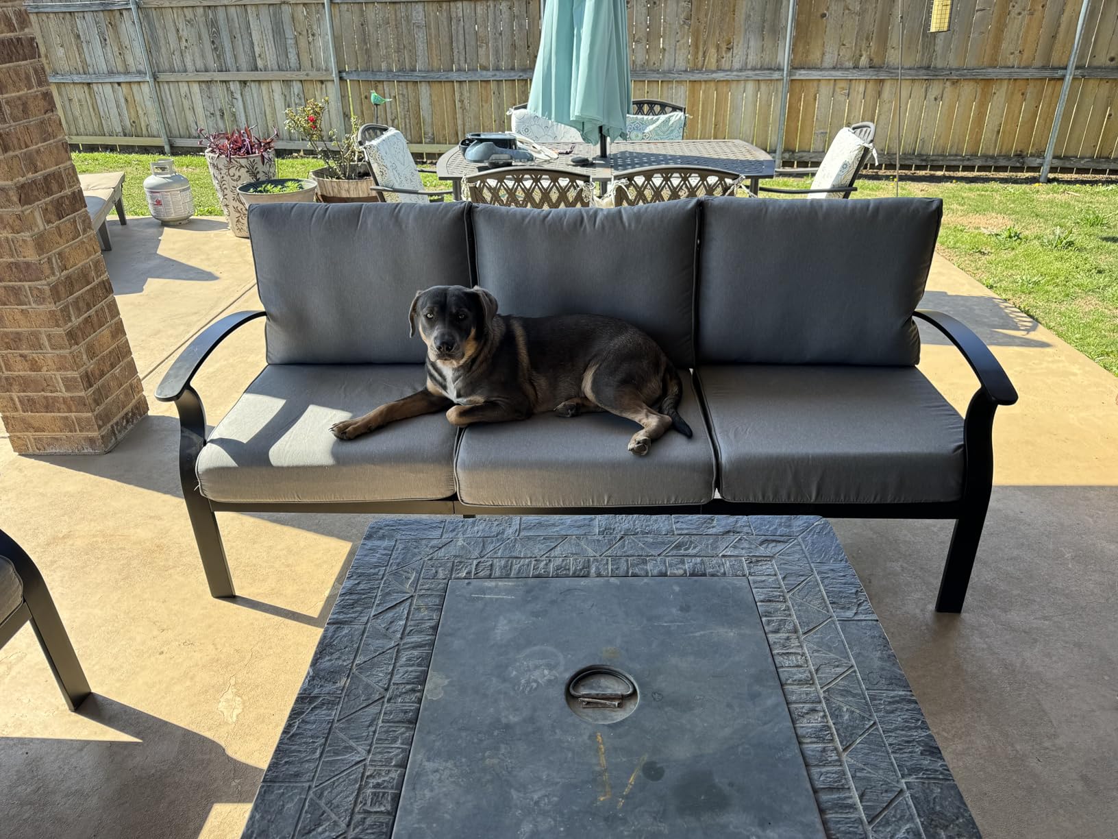 Kullavik Aluminum Outdoor Patio Furniture Set with 5.1'' Thick Cushions customer photo 2