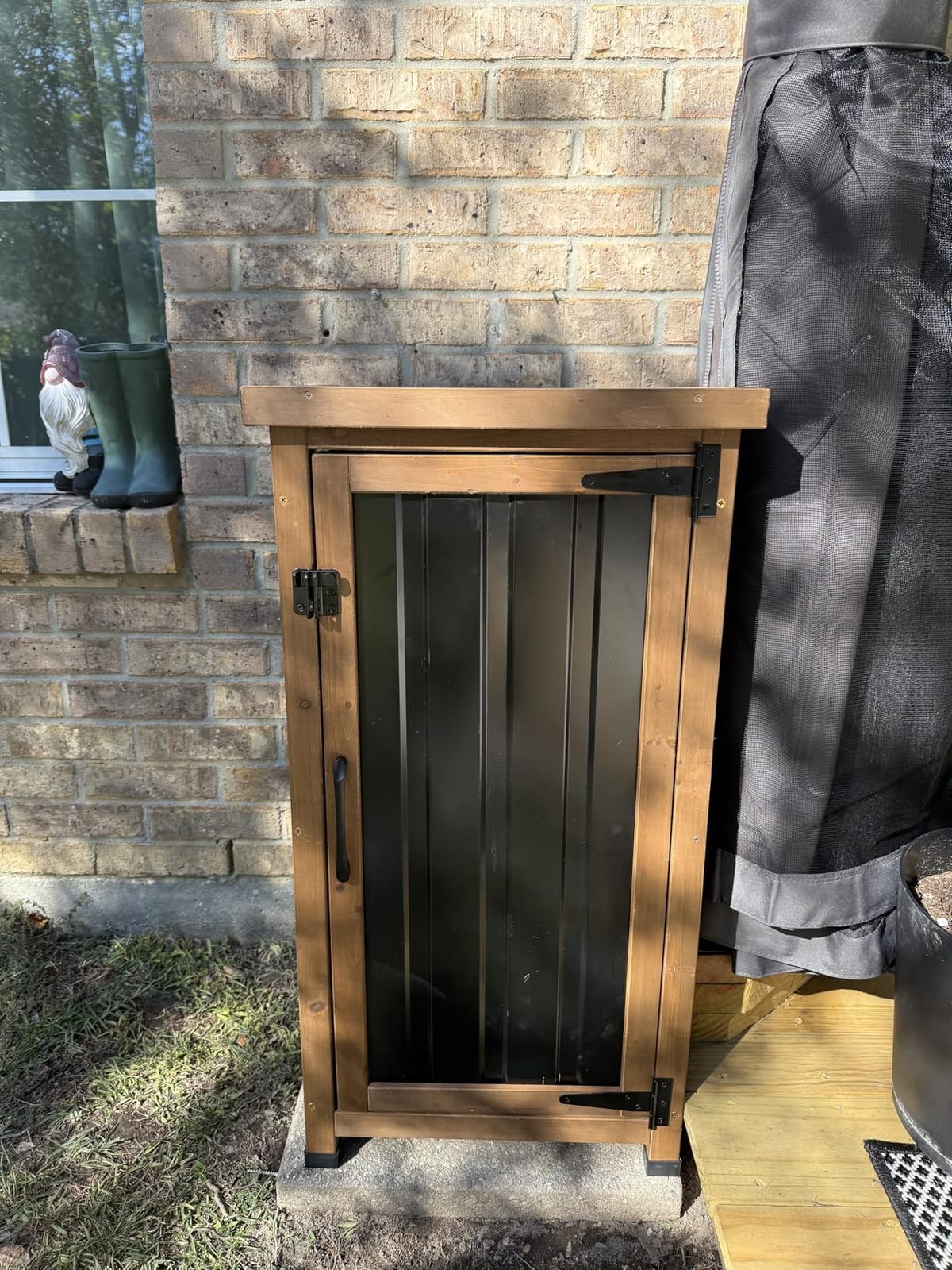 Outdoor Storage Cabinet with Shelves, Weatherproof Tool Shed for Patio customer photo 1