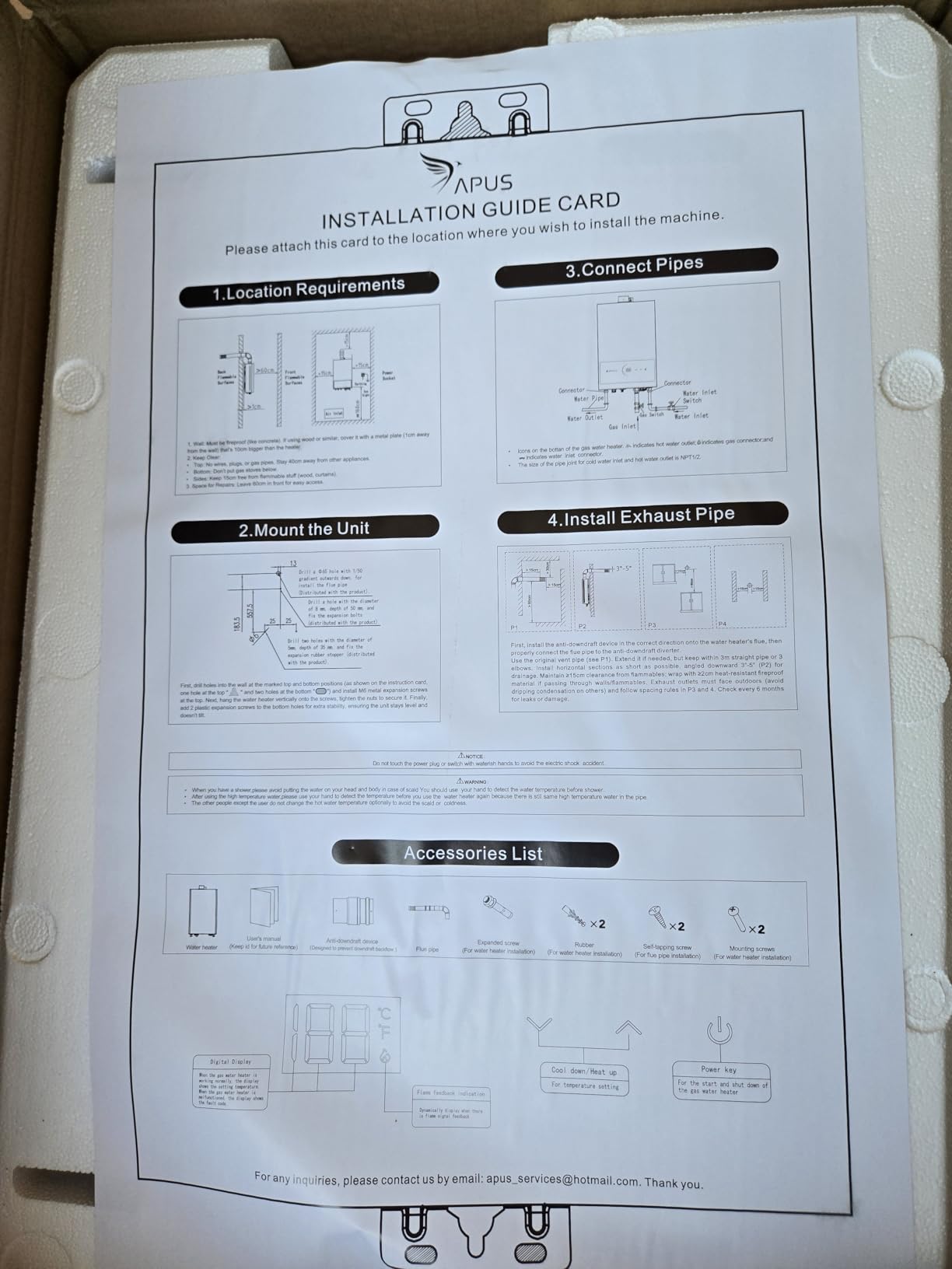 APUS Natural Gas Tankless Water Heater, 95,000 BTU, 4.42 GPM Indoor customer photo 1