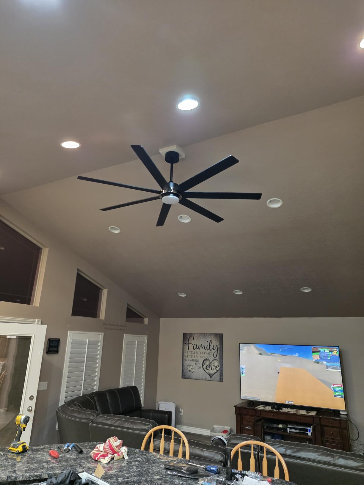 72Inch Black Smart Ceiling Fan with Light and Compatible with Alexa or APP Remote customer photo 2