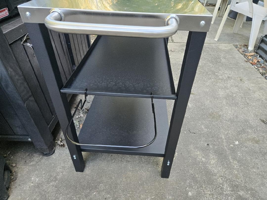 GasOne Stainless Steel Grill Table – 44 x 20-inch Rolling Grill Cart – Multifunctional Outdoor Side Table with Side Shelf, Trash Bag Hanger, Tool Holder – Ideal for Food Prep, Pizza Oven, Griddle customer photo 2
