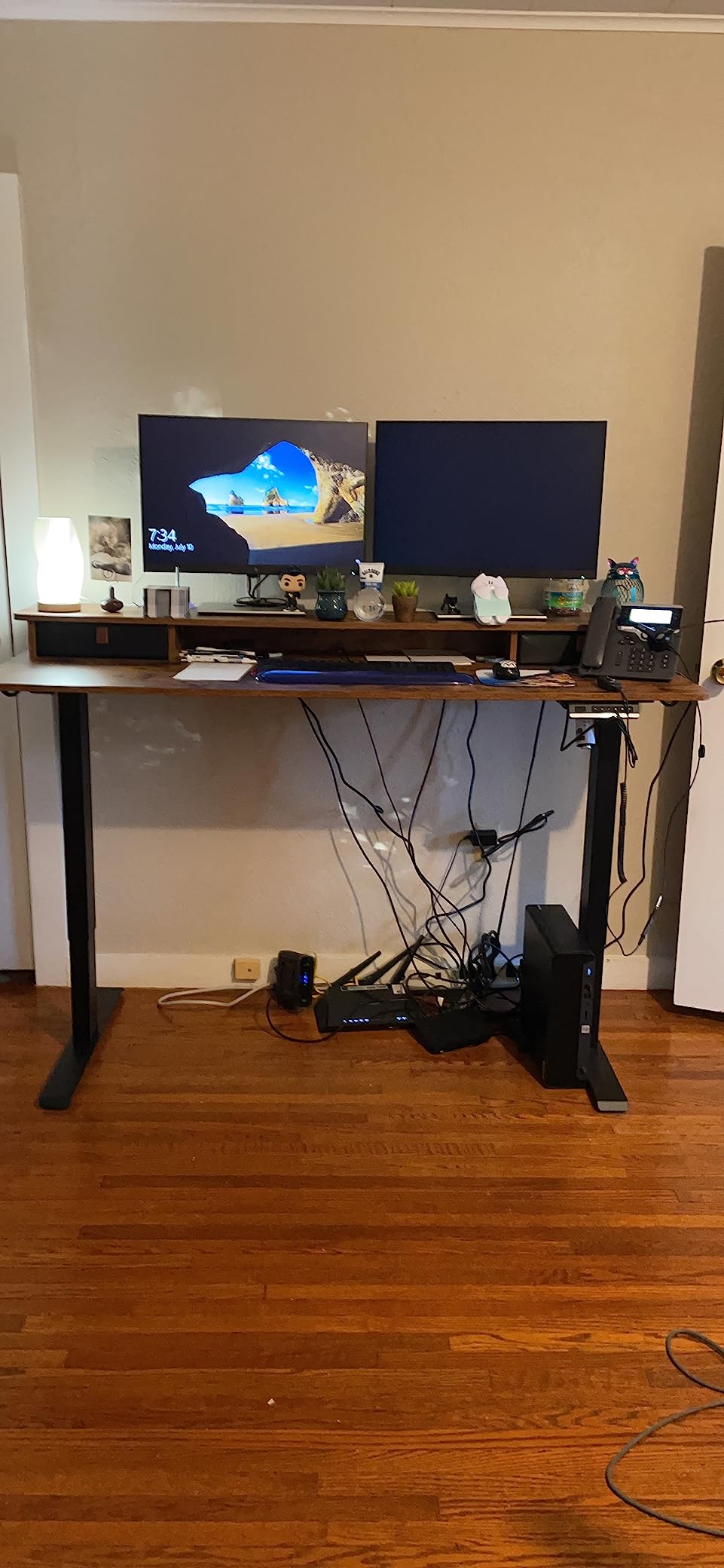 BANTI 63x28 Inch Electric Standing Desk with Dual Drawers, Stand Up Table with Storage, Adjustable Height, Deeper Wider Desktop, Black Frame/Rustic Brown Top customer photo 2