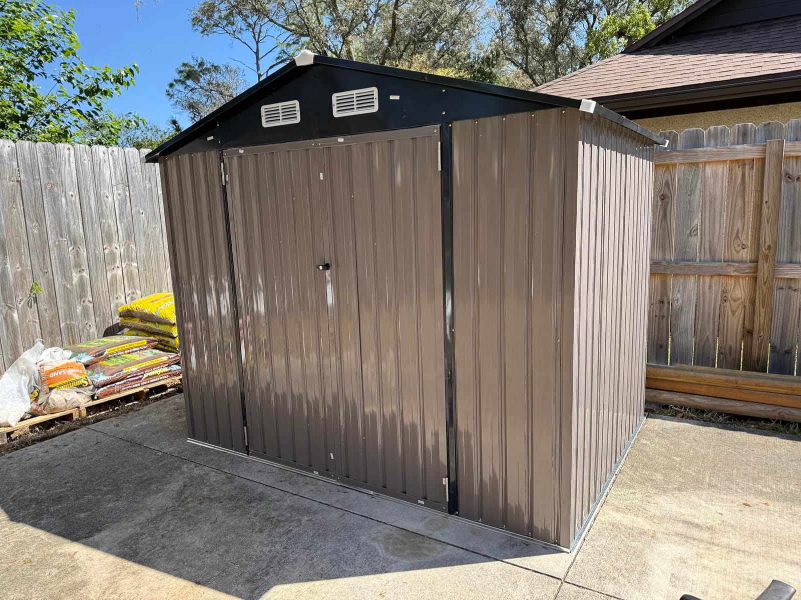 Aoxun 6' x 4' Lean to Shed Outdoor Steel Garden Utility Cabinet with Lockable Door Waterproof & Rust-Proof for Yard, Patio, Backyard (Brown) customer photo 1