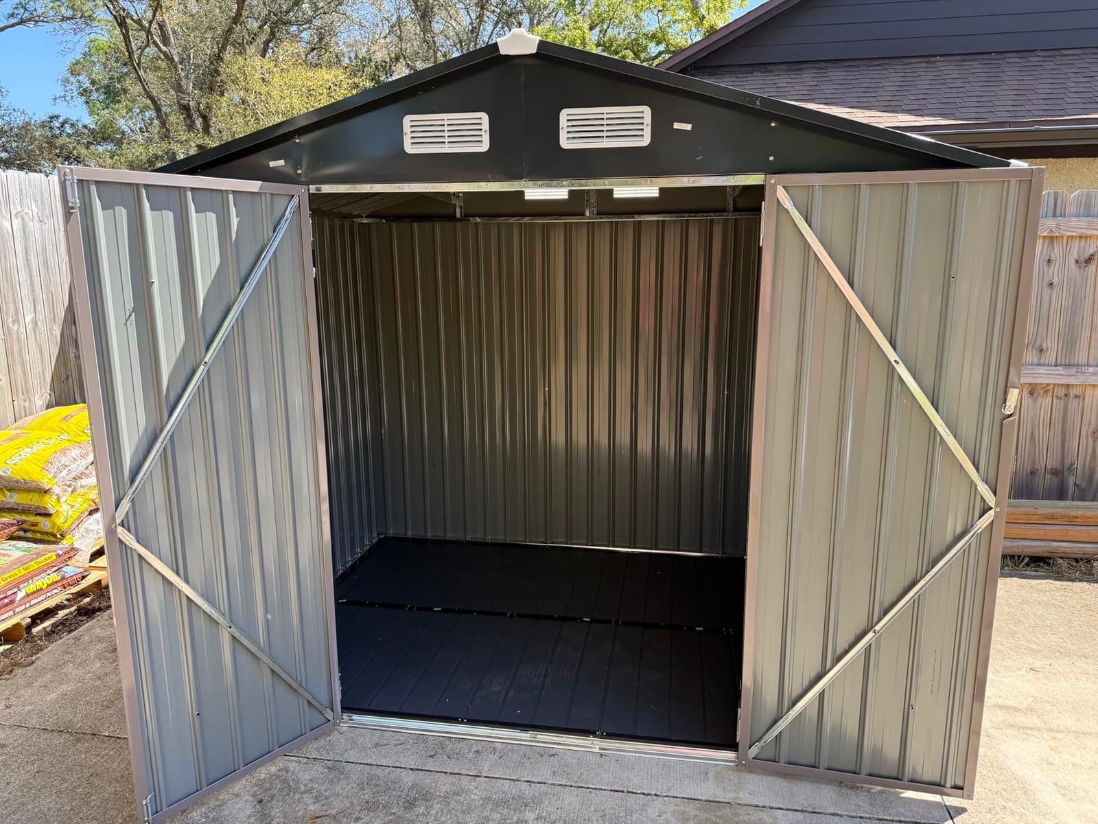 Aoxun 6' x 4' Lean to Shed Outdoor Steel Garden Utility Cabinet with Lockable Door Waterproof & Rust-Proof for Yard, Patio, Backyard (Brown) customer photo 2