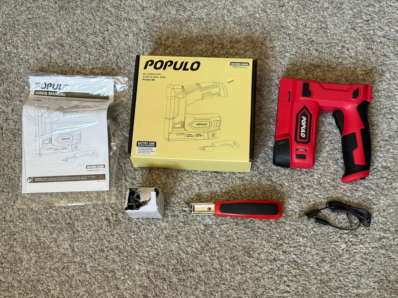 POPULO Yellow 4V Cordless Staple Gun, 2-in-1 for Upholstery, Manual Upgrade customer photo 2
